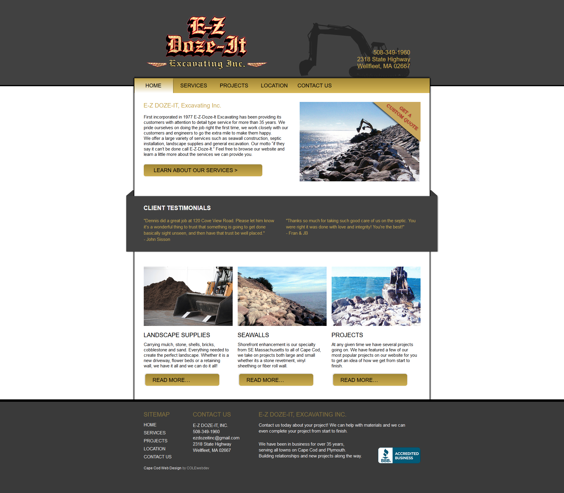 E-Z Doze It Cape Cod Excavating and Seawalls